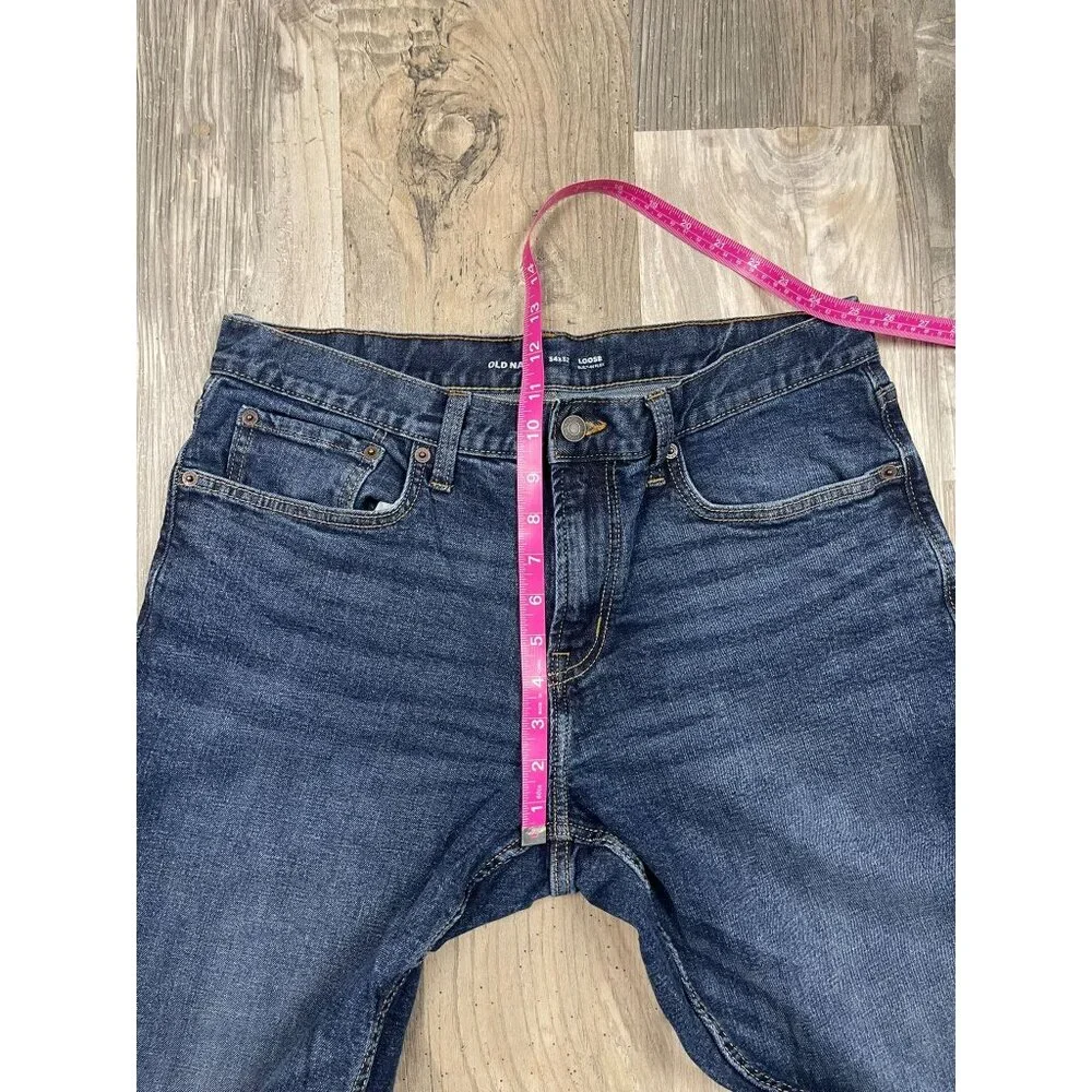Old Navy Mens Loose Jeans 34x32 Dark Wash Blue Denim Built In Flex - Picture 6 of 7